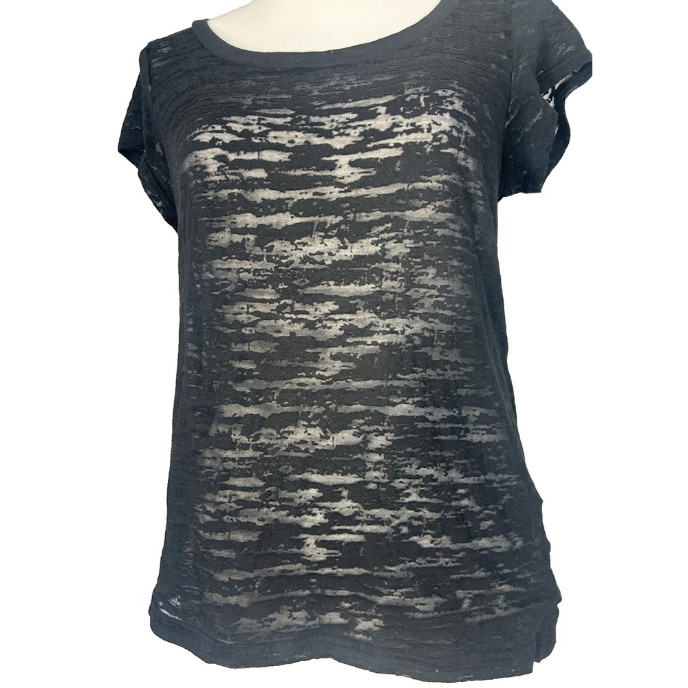 Ren Faire Black Sheer Lace Floral Scoop Neck Whimsigoth Goth SS Top XL